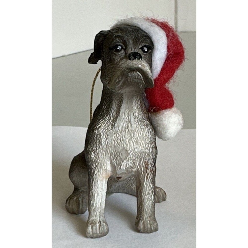 American Canine Association Boxer Christmas Tree Ornament Santa Hat